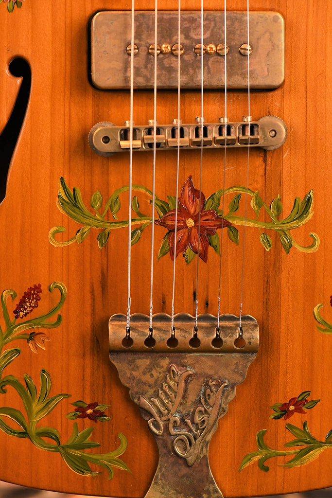 Little Sister Cedar Of Lebanon Non - Cutaway P90s Hand - Painted Flowers - Private Build - B&G Guitars